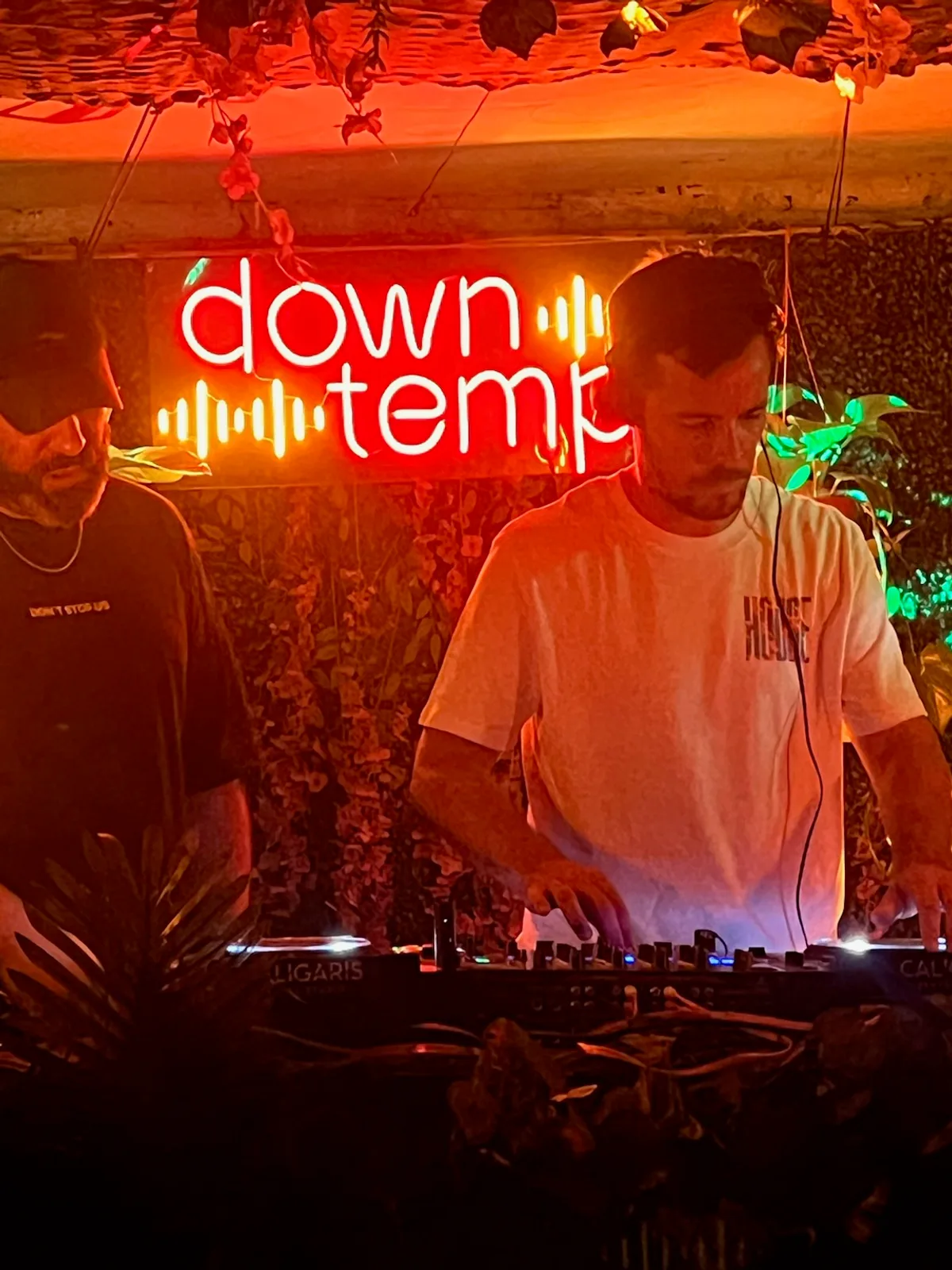 Behind the decks